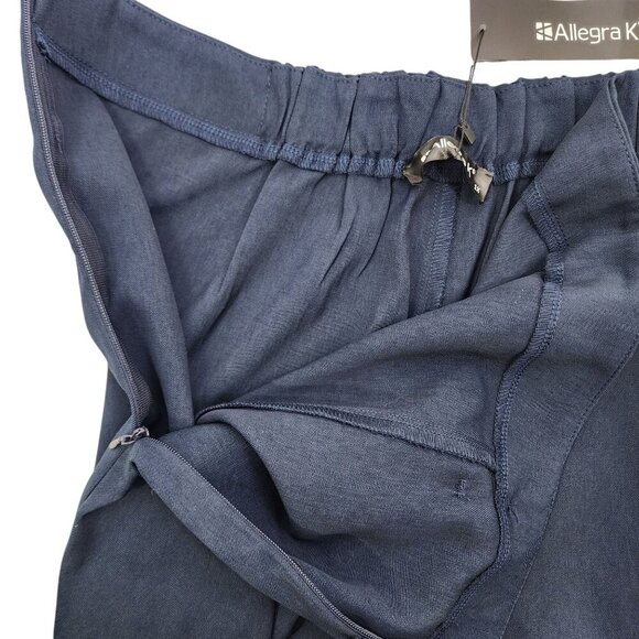 Allegra K Womens Navy Blue Wide-Leg Button-Detail Trousers Plus Size 1X - Picture 7 of 10